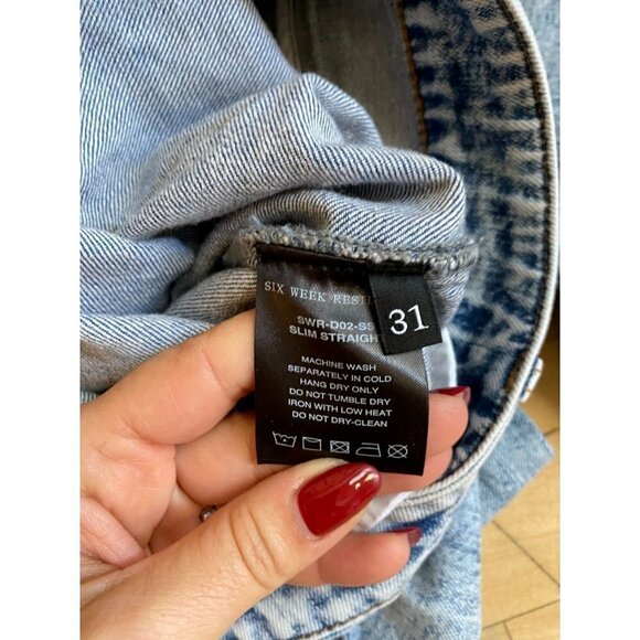 six week Residency BNWOT  slim straight jeans sz 31 button fly acid indigo - Picture 9 of 10